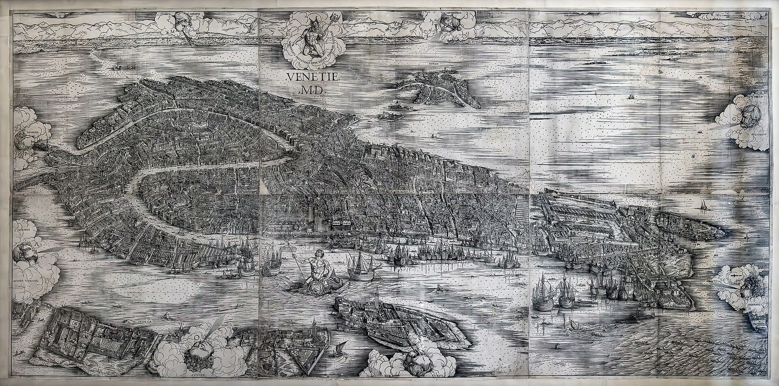 Jacopo de’ Barbari’s woodcut bird’s-eye view of Venice dated 1500, showing the city, the Giudecca and the lagoon from the south